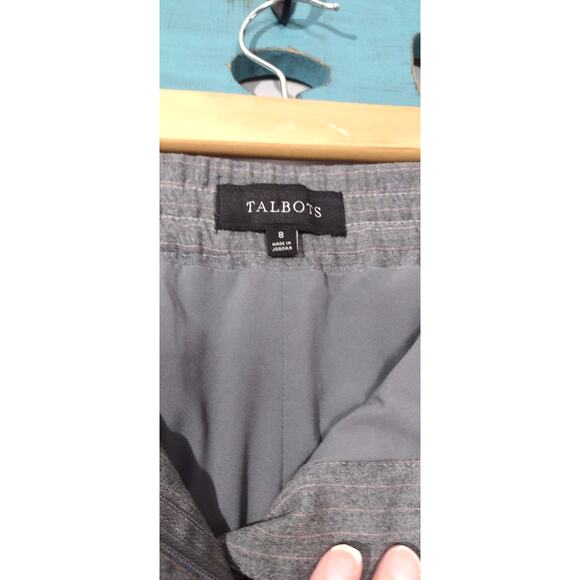 Talbots women's gray pink plaid Italian flannel trousers pants slacks Size 8 - Picture 7 of 12